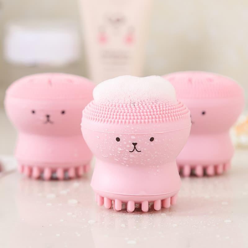 Cute Pink Octopus Facial Cleansing Brush