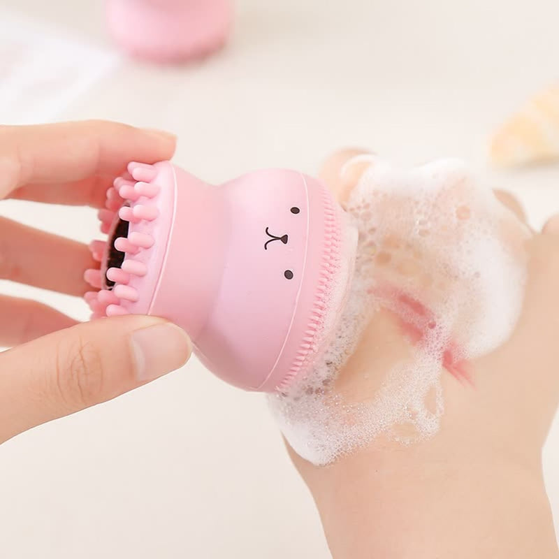 Cute Pink Octopus Facial Cleansing Brush