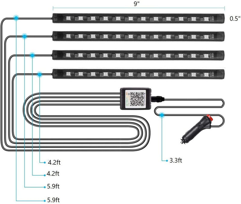 Car LED Strip Light - 4pcs 48 LED